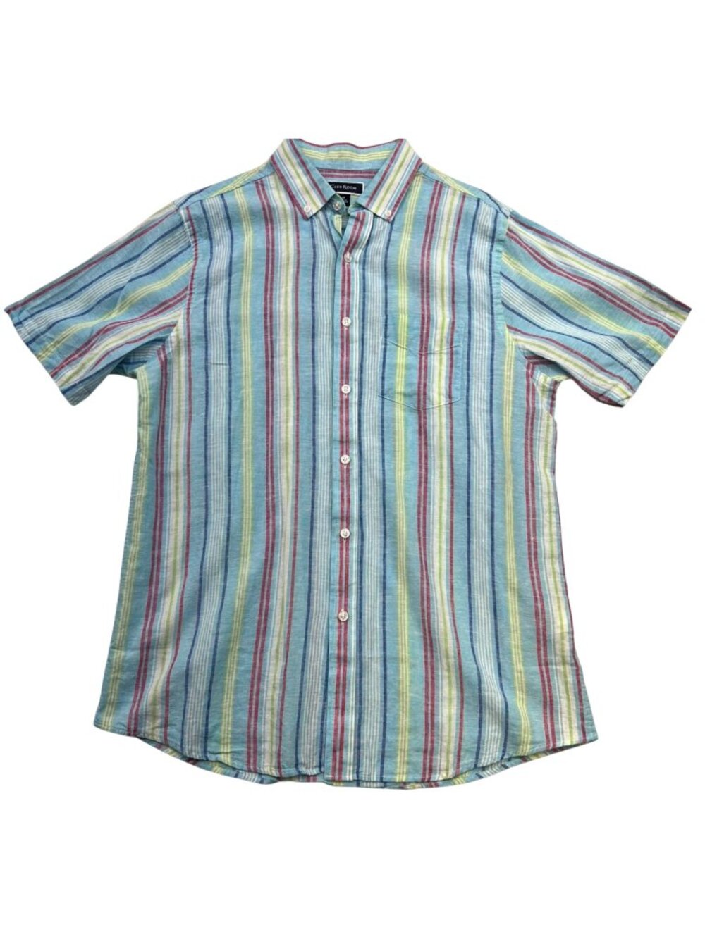 Club Room Mens Bay Classic Fit Linen Blend Button Down Shirt Size M Multi Stripe